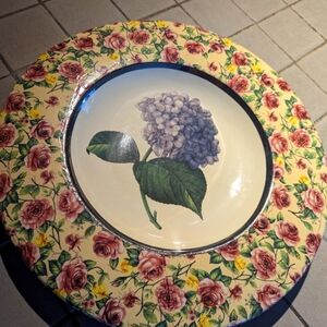 MacKenzie Childs Victoria And Richard Emprise Vintage Large Platter Hydrangea